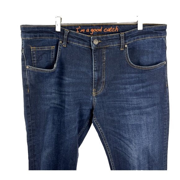 A Fish Named Fred (Dutch Brand) Dark Denim Mens Straight Leg Jeans Size 36 X 36 - Picture 1 of 15